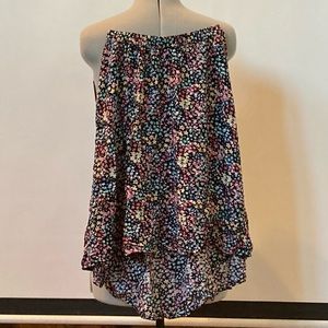Floral rayon skirt, elastic waist